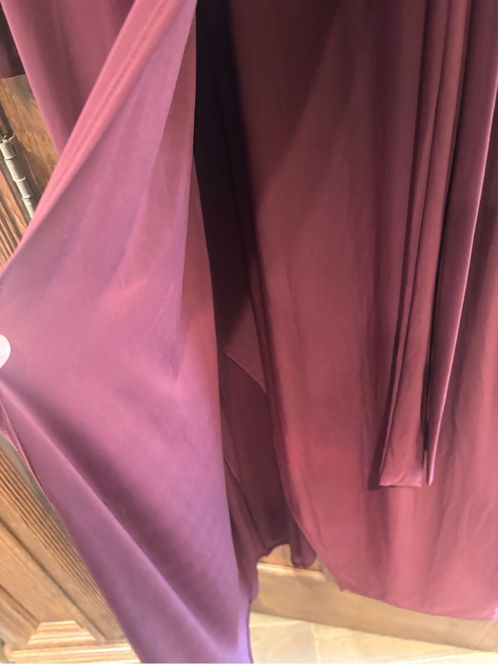 Jennifer Lopez $70 P2P22-25”L60”Burgundy Long Sleeve Faux Wrap Maxi Dress 2X - Picture 5 of 8